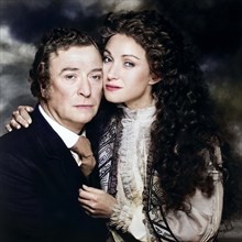 Michael Caine, Jane Seymour, on-set of the television miniseries, "Jack The Ripper", ITV, Warner