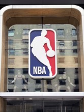 NBA store, building exterior with company logo, Fifth Avenue, New York City, New York, USA