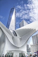 Oculus Transportation Hub and One World Trade Center, Financial District, New York City, New York,