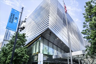 National September 11 Memorial Museum, low angle view of building exterior, World Trade Center, New