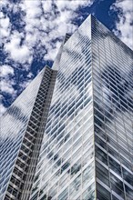 200 West Street, low angle view, building exterior against clouds and blue sky, New York City, New