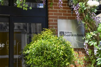 Hilton Hotel Garden Inn, building entrance, New York City, New York, USA