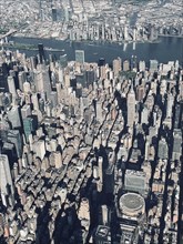 Aerial view of midtown Manhattan with Madison Square Garden and Empire State Building, New York