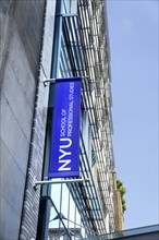 New York University School of Professional Studies, school banner on building exterior, Greenwich