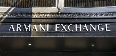 Armani Exchange clothing store, building exterior detail, New York City, New York, USA