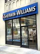 Sherwin-Williams store, building exterior, New York City, New York, USA