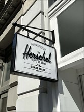 Herschel Supply Company, building exterior and store sign, New York City, New York, USA