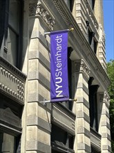 NYU Steinhardt, School of Culture, Education, and Human Development, building exterior banner, New