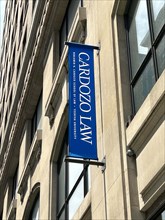 Cardozo Law, building exterior banner, Benjaman R. Cardozo School of Law, Yeshiva University, New