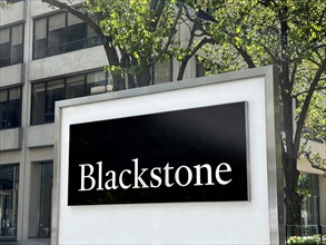 Blackstone, American alternative investment management company, company sign and building exterior,