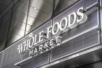 Whole Foods Market, store sign on building exterior, Hudson Yards, New York City, New York, USA