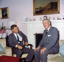 U.S. President John F. Kennedy meeting with UK Prime Minister Harold Macmillan inside Government