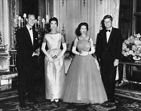 Prince Phillip, U.S. First Lady Jacqueline Kennedy, Queen Elizabeth II, and U.S. President John F.