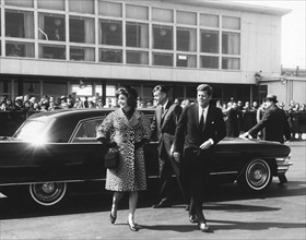 U.S. President John Kennedy accompanying his wife U.S. First Lady Jacqueline Kennedy to Washington