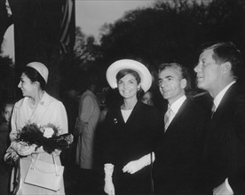 Empress Farah Pahlavi, U.S. First Lady Jacqueline Kennedy, Mohammad Reza Pahlavi, Shah of Iran and