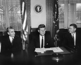 Mohammad Reza Pahlavi, Shah of Iran, U.S. President John Kennedy and U.S. Secretary of Defense