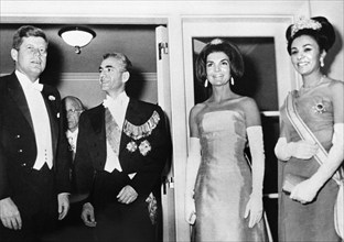 U.S. President John Kennedy, Mohammad Reza Pahlavi, Shah of Iran, U.S. First Lady Jacqueline