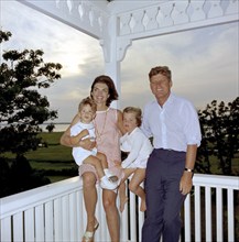 U.S. President John F. Kennedy and U.S. First Lady Jacqueline Kennedy with their children, Caroline