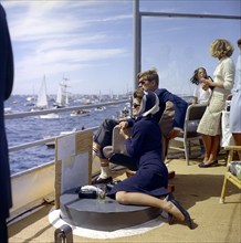 U.S. President John F. Kennedy and U.S. First Lady Jacqueline Kennedy watching first race of