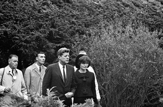 U.S. President John Kennedy and U.S. First Lady Jacqueline Kennedy attending funeral of former U.S.