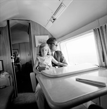 U.S. President John F. Kennedy and his daughter, Caroline Kennedy, sitting aboard Marine One