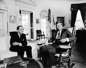 Foy Kohler, U.S. Ambassador to the Soviet Union meeting with U.S. President John F. Kennedy, Oval