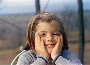 Head and shoulders portrait of Caroline Kennedy, daughter of U.S. President John F. Kennedy and U.S