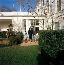 Former U.S. First Lady, Jacqueline Kennedy, and her children, Caroline Kennedy and John F. Kennedy,