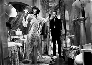 Teresa Graves, David Niven, on-set of the British film, "Vampira", USA title: "Old Dracula",