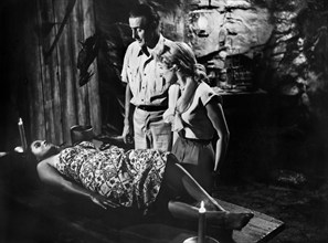 Jean Davis, Tom Conway, Mary Ellen Kay, on-set of the film, "Voodoo Woman", American International