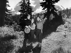 James Ellison, Jean Parker, Leo Carrillo, on-set of the western film, "The Barrier", Paramount