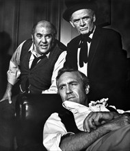 Robert Middleton, Charles Bickford, Jason Robards, on-set of the western film, "A Big Hand For The