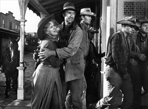 Natalie Masters, James Griffith, on-set of the western film, "A Big Hand For The Little Lady",