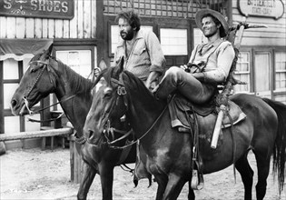 Bud Spencer (left), Terence Hill, (right), on-set of the Italian western film, "Trinity Is Still My