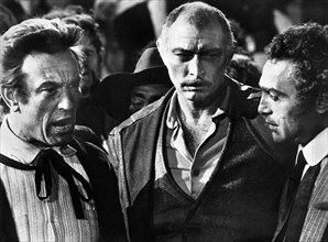 Lee Van Cleef (center) Luigi Pistilli (right), on-set of the Italian spaghetti western film, "Death