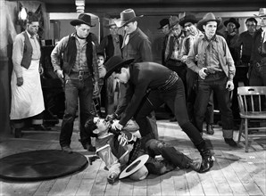 Bob Baker, Johnny Mack Brown, Jim Corey, Al Haskell, Johnny Luther, Charles Stevens, on-set of the