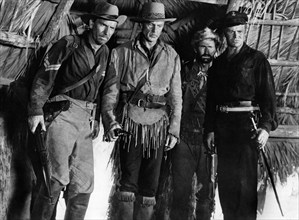 Dan White, Gary Cooper, Arthur Hunnicutt, Richard Webb, on-set of the western film, "Distant