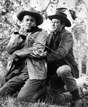 Tony Martin, John Bromfield, on-set of the western film, "Quincannon, Frontier Scout", United