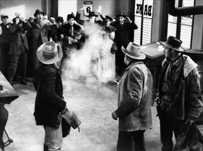 Noah Beery, Jr. (rear-view left), Broderick Crawford (rear-view center), John Dehner (rear-view