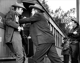 Doug McClure (left), on-set of the western TV series,  "The Virginian"  Season 1, Episode 30 "The