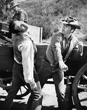 Doug McClure (right), on-set of the western TV series,  "The Virginian"  Season 1, Episode 30 "The