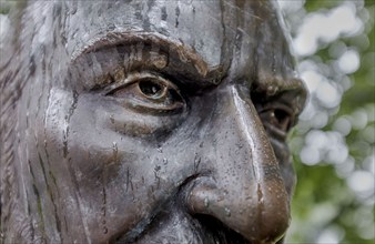 Close-up detail of Sigmund Freud bronze statue, Clark University, Worcester, Massachusetts, USA