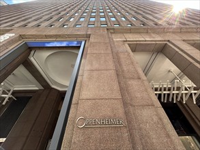 Oppenheimer & Co., low angle view of building exterior, 85 Broad Street, New York City, New York,