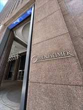 Oppenheimer & Co., low angle view of building exterior, 85 Broad Street, New York City, New York,