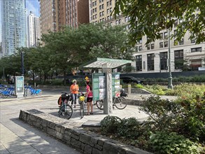 Urban bicycle path, Empire State Trail, Battery Park City, New York City, New York, USA