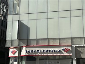 Bank of America  logo and sign on building exterior, New York City, New York, USA