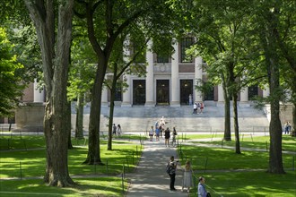 The Harry Elkins Widener Memorial Library, building exterior, Harvard Yard, Harvard University,