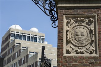 Science Center and campus gate entrance, Harvard University, Cambridge, Massachusetts, USA