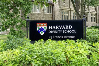 Harvard Divinity School, building exterior and sign, Harvard University, 45 Francis Avenue,