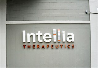 Intellia Therapeutics, building exterior and company sign, Cambridge, Massachusetts, USA